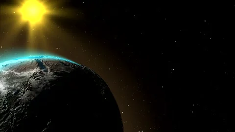 Sunrise over the Earth. Looking from space Stock Footage 134768408
