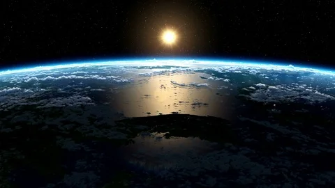 Sunrise over the Earth. Satellite view of Asia. Japan, China and Korea at night. Stock Footage