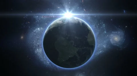 Sunrise over earth as seen from space. With stars background. 3d realistic anima Stock Footage 65451393