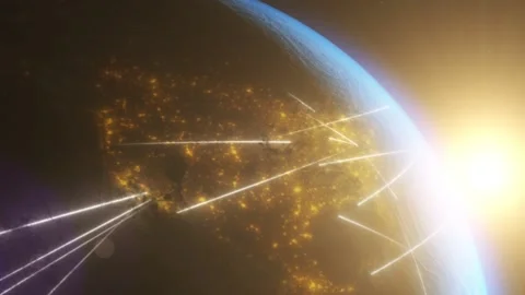 Sunrise over Earth from space, highlighting North America, the USA Stock Footage 281600076
