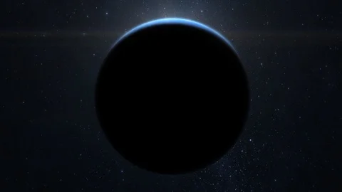Sunrise over the Earth. A view from space. Stars twinkle. The earth slowly Stock Footage 104104024