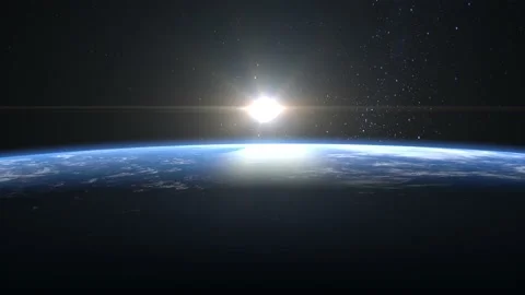 Sunrise over the Earth. View from space. The earth rotates from the sun Stock Footage 149940630