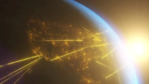 Sunrise over Earth viewed from space, illuminating North America, the USA.  Stock Footage 281600104