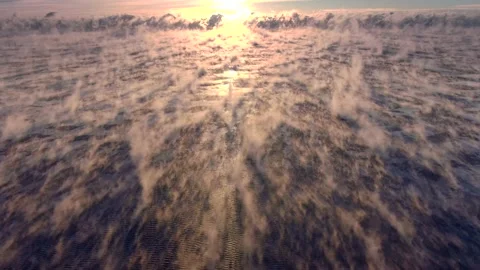 Sunrise over extremely cold Lake Michigan in Winter Stock Footage 166689165