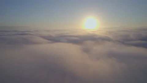 Sunrise over the Fog from a drone, Devon, England, Europe Stock-Footage 163135295