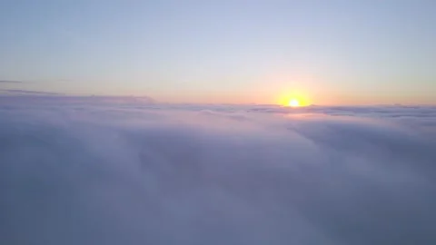 Sunrise over the Fog from a drone, Devon, England, Europe Stock Footage 163564897