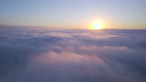 Sunrise over the Fog from a drone, Devon, England, Europe Stock Footage 163565115