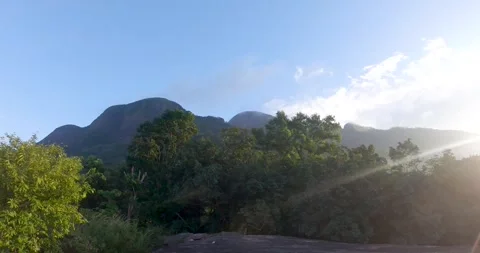 Sunrise Over Forested Mountains Stock Footage 313148877