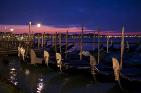 Sunrise over gondolas Stock Photos