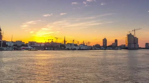 Sunrise over hamburg Stock Footage 40570656