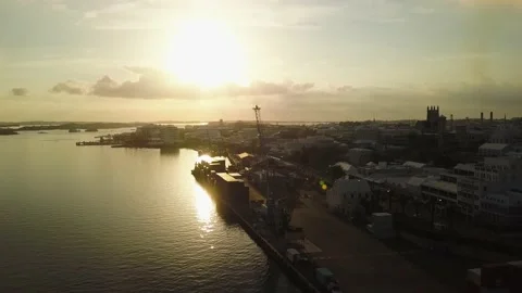 Sunrise over harbour Stock Footage 210231679