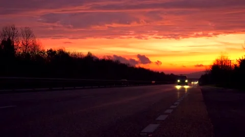 Sunrise over the highway Stock-Footage 56588012