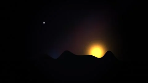 Sunrise over hills with bright light and dark background Stock Footage 339080423