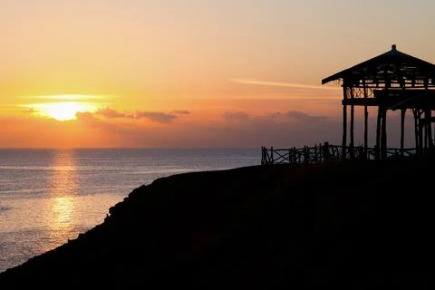 Sunrise Over Infinity Pool And The Red Sea Stock Photos