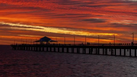 Sunrise over a Jetty Stock Footage 154987145