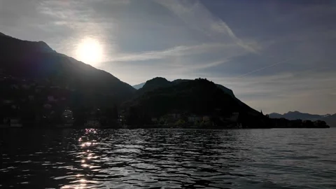 Sunrise over Lake Como by ferry Stock Footage 318313576