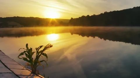 Sunrise over lake Stock Footage 10882161