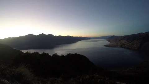 Sunrise over Lake Hawea Stock Footage 78049766