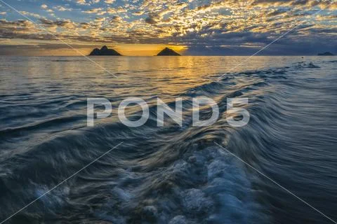 Sunrise over Lanikai Beach,Oahu, Hawaii, United States of America Stock Photos