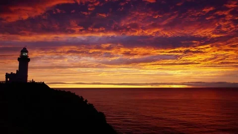 Sunrise over Lighthouse Timelapse Stock Footage 77374822