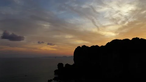 Sunrise over limestone mountain tropical area, Krabi, Thailand. Stock Footage 124533931