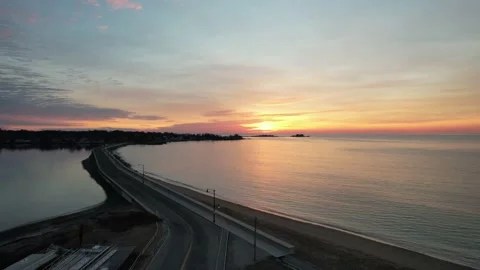 Sunrise over Marblehead Neck Stock Footage 238374148