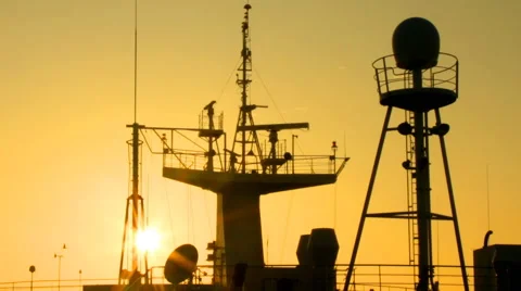 Sunrise over the mast ship  Stock Footage 47781909