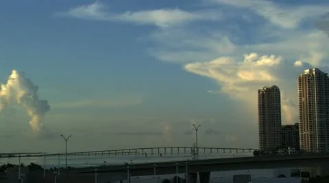 Sunrise over Miami city Stock Footage 12390961