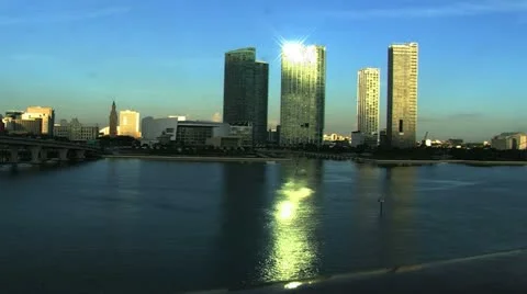 Sunrise over Miami city Stock Footage 12391005