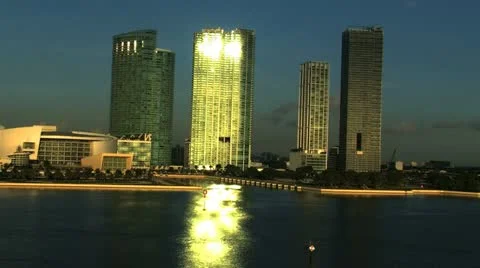 Sunrise over Miami city Stock Footage 12440548