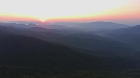 Sunrise Over Misty Mountain Ridges Stock Footage 328964733
