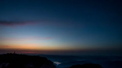 Sunrise over a misty valley Stock Footage 53219552
