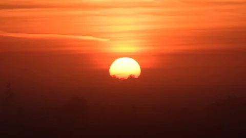 Sunrise over the moor, spring Stock Footage 80820406