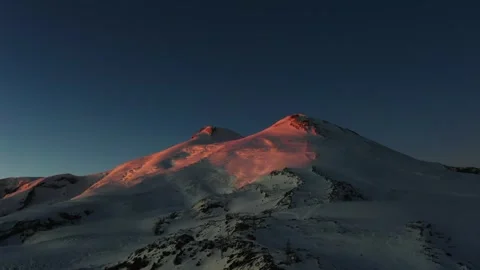 Sunrise over Mount Elbrus, North Caucasus, Russia Stock Footage 320856453