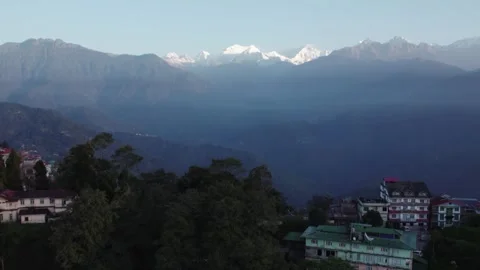 Sunrise Over Mount Kanchenjunga at Pelling, Sikkim, India on 12th July 2025 Stock Footage 327832006