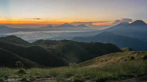Sunrise over Mount Sindoro Stock Footage 62012626