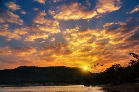 Sunrise over mountain Stock Photos