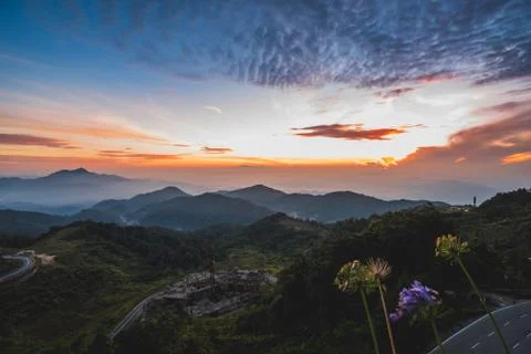 Sunrise over the mountain Stock Photos