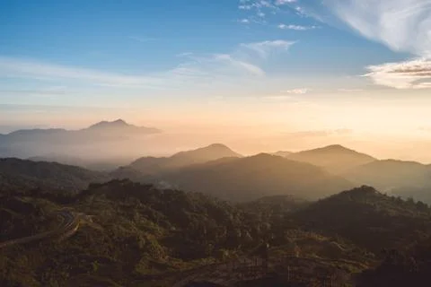 Sunrise over the mountain Foto stock