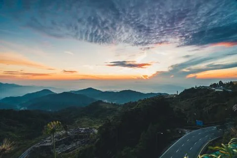 Sunrise over the mountain Stock Photos
