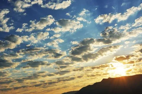 Sunrise over the mountain Stock Photos