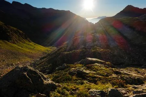 Sunrise over the mountain range. Foto stock