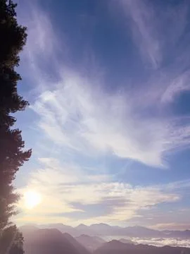 Sunrise Over Mountain Range Stock-Fotos