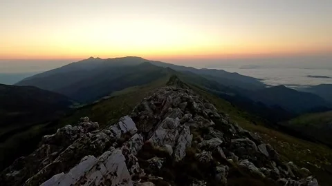 Sunrise over the mountain ridge Stock Footage 141360723
