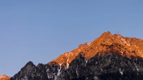 SunRise Over Mountain In Winter Stock Footage 72743854