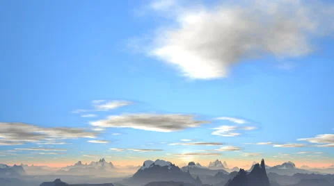 Sunrise over the mountains in the bright blue sky Stock Footage 47010747