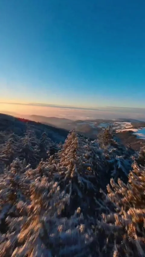 Sunrise over the mountains with clouds Stock Footage 273144023