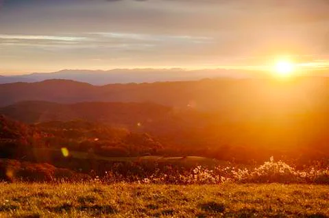 Sunrise Over Mountains Stock Photos