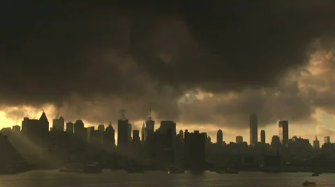 Sunrise over New York City Skyline Stock Footage