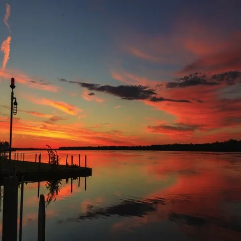 Sunrise over Niagara River Stock Footage 69455006